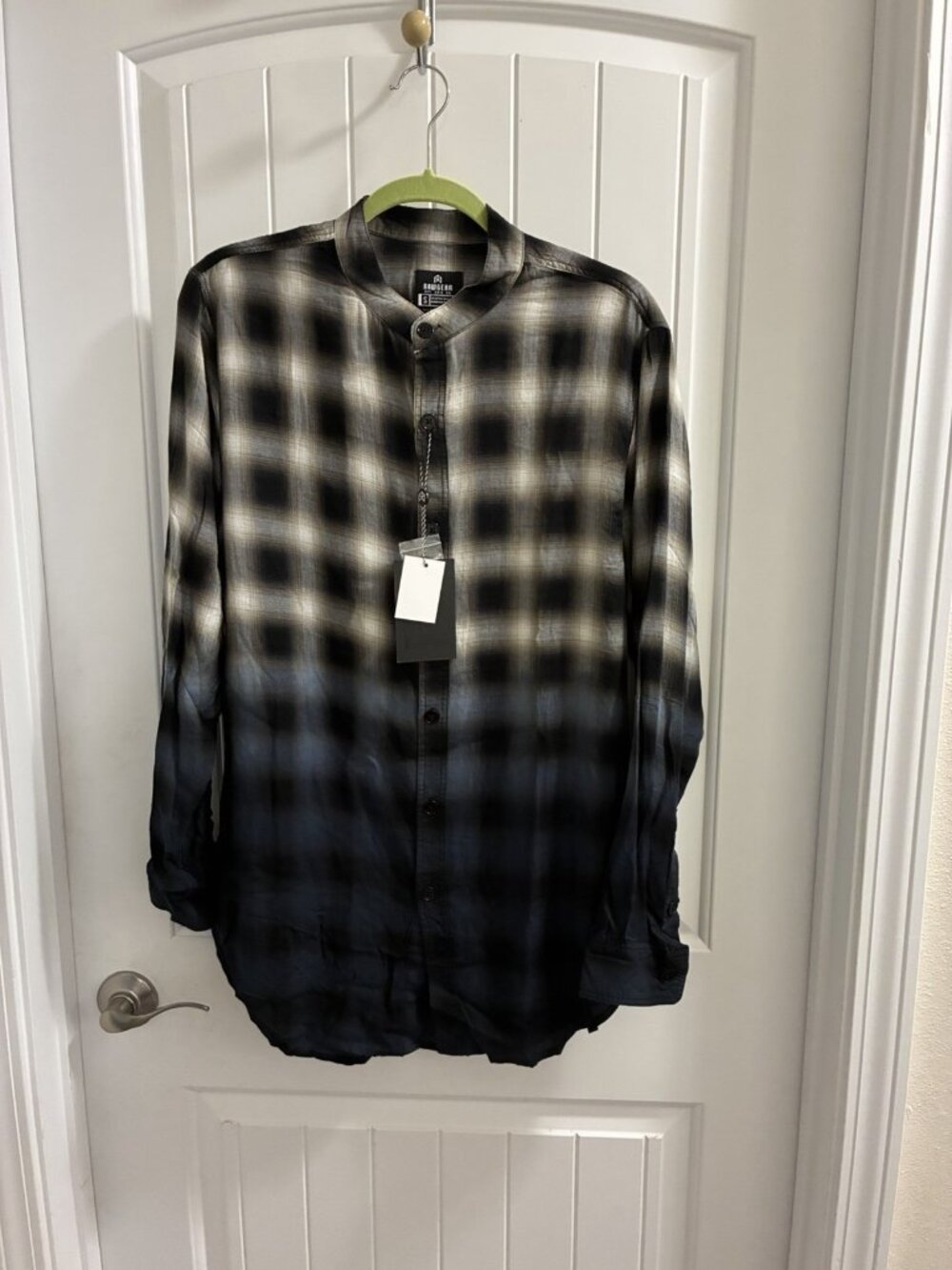 Rawgear Long Sleeve Button Up Shirt In Black Hombre Plaid Size Small